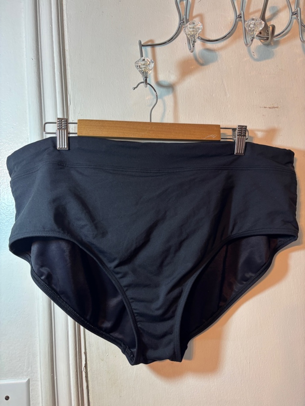 Lands' End Solid Black High-Rise Swim Bottoms